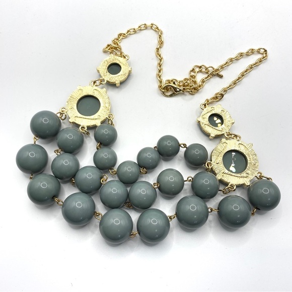 Gray Bubble Statement Necklace Goldtone - Picture 5 of 6